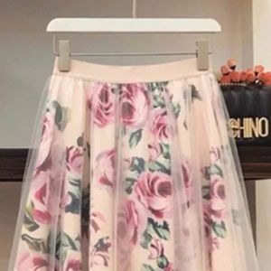 MIDI TULLE FLORAL SKIRT